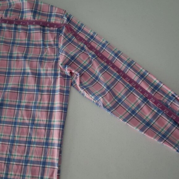 Vineyard Vines Button Shirt Mens Large Blue Pink Plaid Performance Classic Logo - Picture 4 of 10